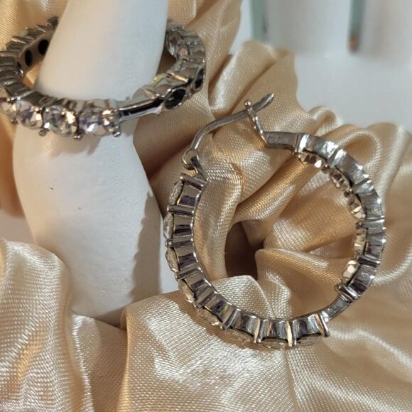 New, Montana Crystal Hoop Earrings in Stainless Steel - Picture 3 of 6